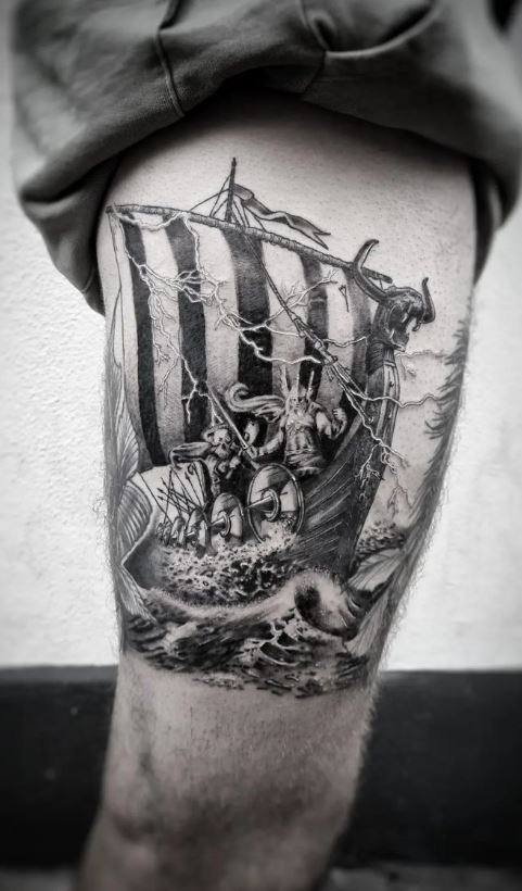 viking ship tattoo designs