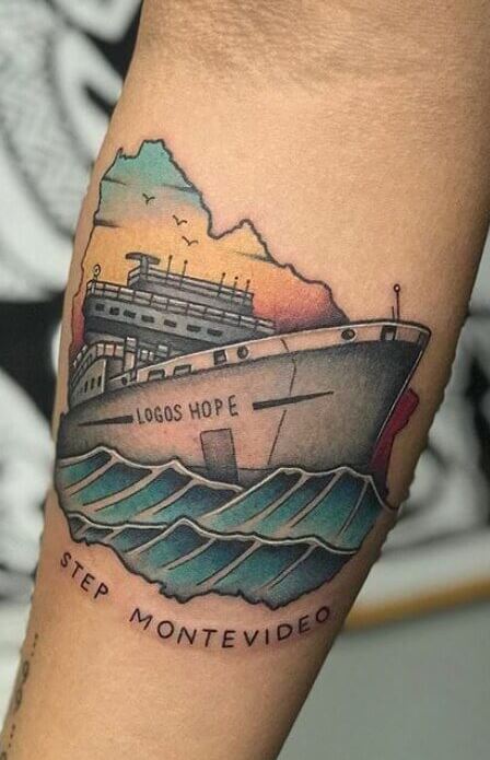 Kyle Marchand  toptattooideas Small boat tattoo on the left