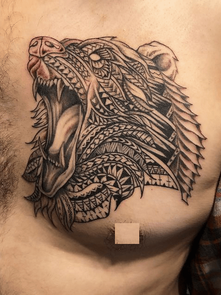 Gnarly Bear chest piece by Dale Hupke Jr  Studio 85 Tattoo in Lebanon OH   rtattoos
