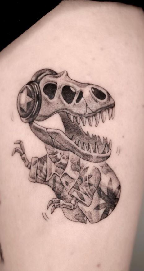 Pink raptor chef eating a salad Fun tattoo today Dinota  Flickr