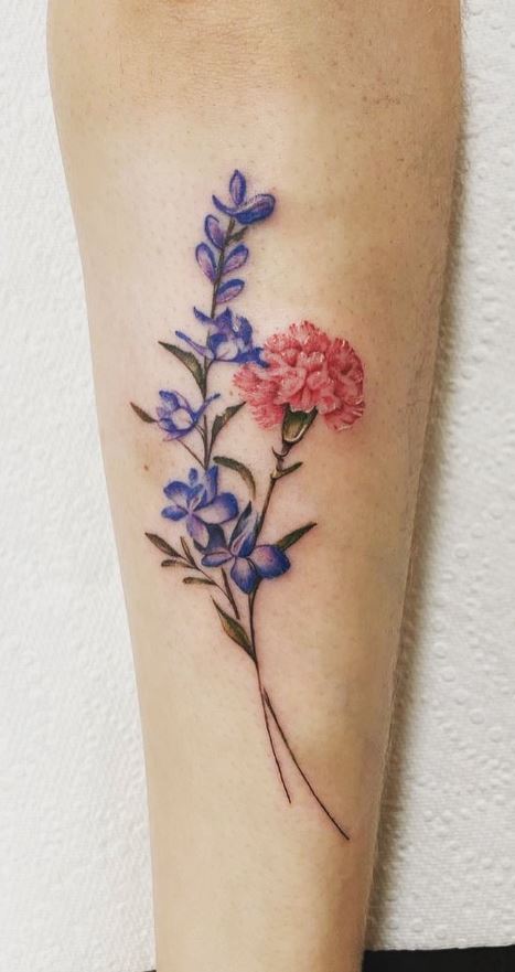 Discover More Than 79 July Birth Flower Larkspur Tattoo Best Esthdonghoadian